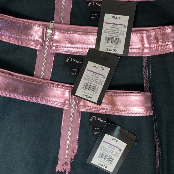 Art Class Junior Vegan Faux Leather Pleather A Line Mini Skirt Metallic Pink NWT - Picture 10 of 10